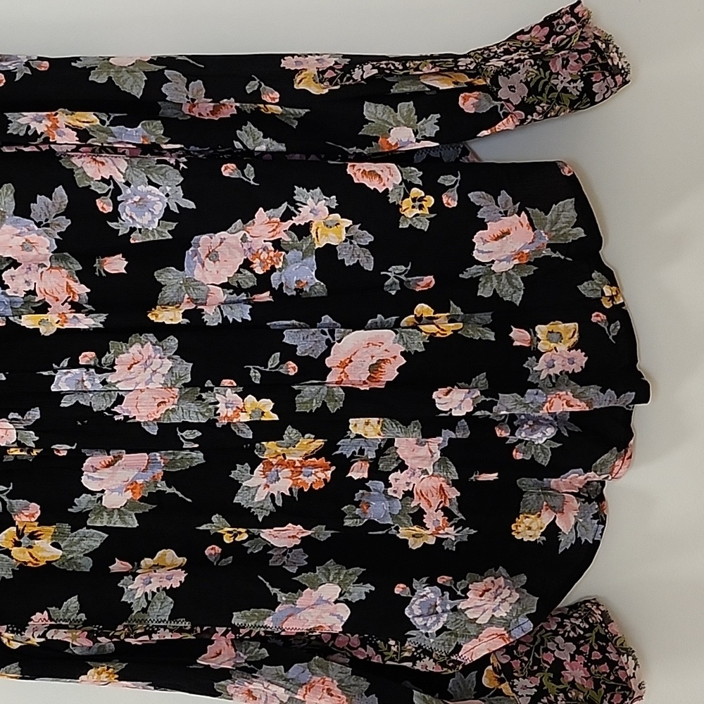 Free People Hold On To Me black floral mixed media button-down blouse Size XS - Picture 15 of 16